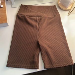 Size small brown ribbed, biker shorts, soft